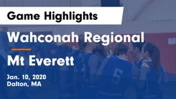 Wahconah Regional  vs Mt Everett Game Highlights - Jan. 10, 2020