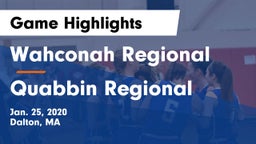 Wahconah Regional  vs Quabbin Regional  Game Highlights - Jan. 25, 2020