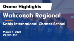 Wahconah Regional  vs Sabis International Charter School Game Highlights - March 4, 2020
