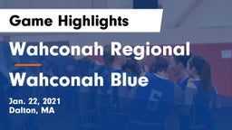 Wahconah Regional  vs Wahconah Blue Game Highlights - Jan. 22, 2021