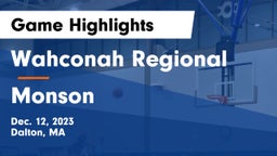Wahconah Regional  vs Monson Game Highlights - Dec. 12, 2023