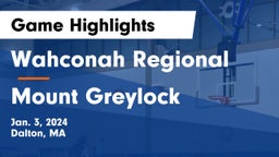 Wahconah Regional  vs Mount Greylock Game Highlights - Jan. 3, 2024