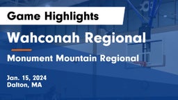 Wahconah Regional  vs Monument Mountain Regional Game Highlights - Jan. 15, 2024