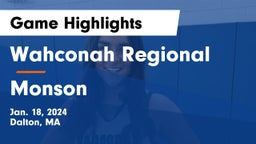Wahconah Regional  vs Monson Game Highlights - Jan. 18, 2024