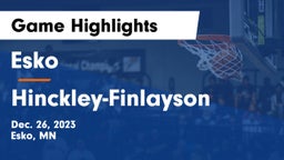 Esko  vs Hinckley-Finlayson  Game Highlights - Dec. 26, 2023