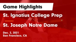 St. Ignatius College Prep vs St. Joseph Notre Dame Game Highlights - Dec. 2, 2021