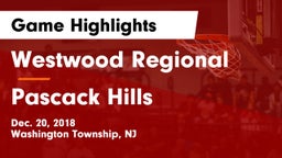 Westwood Regional  vs Pascack Hills  Game Highlights - Dec. 20, 2018