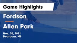 Fordson  vs Allen Park  Game Highlights - Nov. 30, 2021