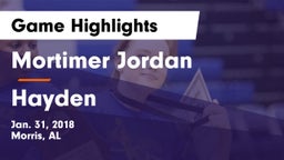 Mortimer Jordan  vs Hayden  Game Highlights - Jan. 31, 2018