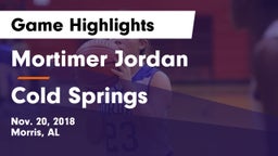 Mortimer Jordan  vs Cold Springs  Game Highlights - Nov. 20, 2018