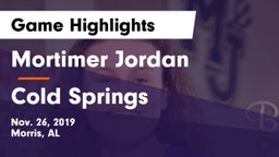 Mortimer Jordan  vs Cold Springs  Game Highlights - Nov. 26, 2019