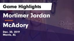 Mortimer Jordan  vs McAdory  Game Highlights - Dec. 30, 2019