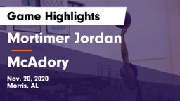 Mortimer Jordan  vs McAdory  Game Highlights - Nov. 20, 2020