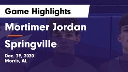 Mortimer Jordan  vs Springville  Game Highlights - Dec. 29, 2020