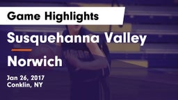 Susquehanna Valley  vs Norwich  Game Highlights - Jan 26, 2017