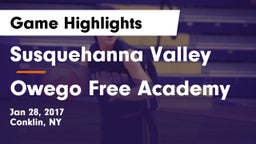 Susquehanna Valley  vs Owego Free Academy  Game Highlights - Jan 28, 2017
