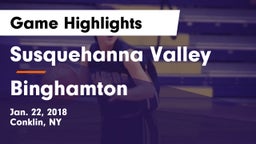 Susquehanna Valley  vs Binghamton Game Highlights - Jan. 22, 2018