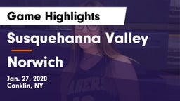 Susquehanna Valley  vs Norwich  Game Highlights - Jan. 27, 2020