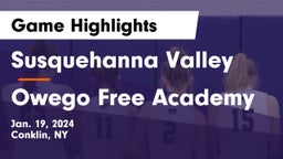 Susquehanna Valley  vs Owego Free Academy  Game Highlights - Jan. 19, 2024