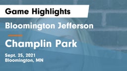 Bloomington Jefferson  vs Champlin Park  Game Highlights - Sept. 25, 2021