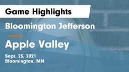 Bloomington Jefferson  vs Apple Valley Game Highlights - Sept. 25, 2021