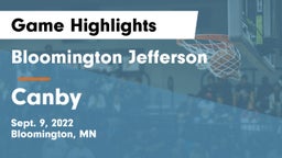 Bloomington Jefferson  vs Canby  Game Highlights - Sept. 9, 2022