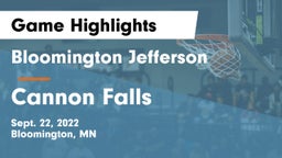 Bloomington Jefferson  vs Cannon Falls  Game Highlights - Sept. 22, 2022