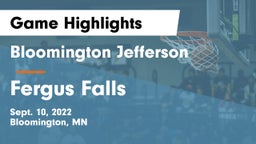 Bloomington Jefferson  vs Fergus Falls Game Highlights - Sept. 10, 2022