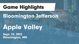 Bloomington Jefferson  vs Apple Valley  Game Highlights - Sept. 24, 2022