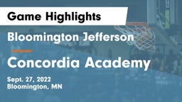 Bloomington Jefferson  vs Concordia Academy Game Highlights - Sept. 27, 2022