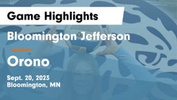 Bloomington Jefferson  vs Orono  Game Highlights - Sept. 20, 2023