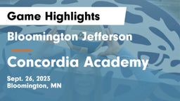 Bloomington Jefferson  vs Concordia Academy Game Highlights - Sept. 26, 2023