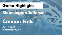 Bloomington Jefferson  vs Cannon Falls  Game Highlights - Oct. 2, 2023