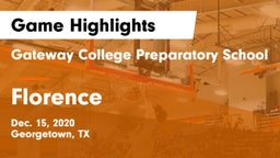 Gateway College Preparatory School vs Florence  Game Highlights - Dec. 15, 2020