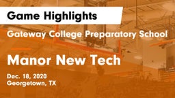 Gateway College Preparatory School vs Manor New Tech Game Highlights - Dec. 18, 2020