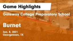 Gateway College Preparatory School vs Burnet  Game Highlights - Jan. 8, 2021