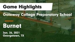 Gateway College Preparatory School vs Burnet  Game Highlights - Jan. 26, 2021
