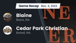 Recap: Blaine  vs. Cedar Park Christian  2022