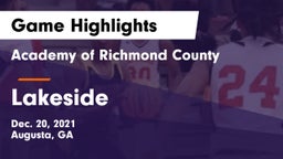 Academy of Richmond County  vs Lakeside  Game Highlights - Dec. 20, 2021