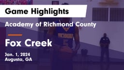 Academy of Richmond County  vs Fox Creek  Game Highlights - Jan. 1, 2024