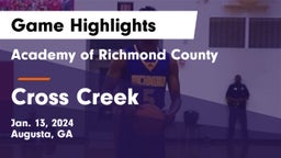Academy of Richmond County  vs Cross Creek  Game Highlights - Jan. 13, 2024