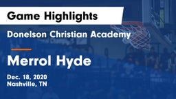 Donelson Christian Academy  vs Merrol Hyde  Game Highlights - Dec. 18, 2020