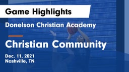 Donelson Christian Academy  vs Christian Community  Game Highlights - Dec. 11, 2021