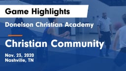 Donelson Christian Academy  vs Christian Community  Game Highlights - Nov. 23, 2020