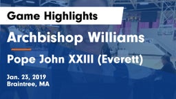 Archbishop Williams  vs Pope John XXIII (Everett) Game Highlights - Jan. 23, 2019