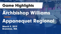 Archbishop Williams  vs Apponequet Regional  Game Highlights - March 9, 2019