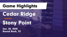 Cedar Ridge  vs Stony Point  Game Highlights - Jan. 28, 2020