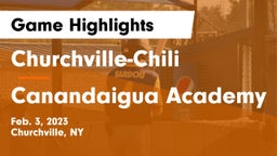 Churchville-Chili  vs Canandaigua Academy  Game Highlights - Feb. 3, 2023
