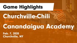 Churchville-Chili  vs Canandaigua Academy  Game Highlights - Feb. 7, 2020