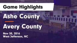 Ashe County  vs Avery County  Game Highlights - Nov 30, 2016